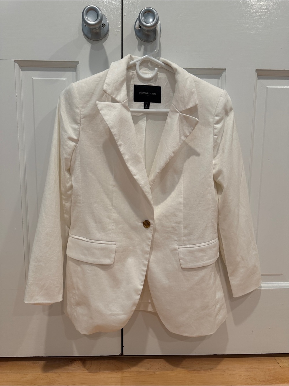 Banana Republic Factory White Linen Blend Blazer